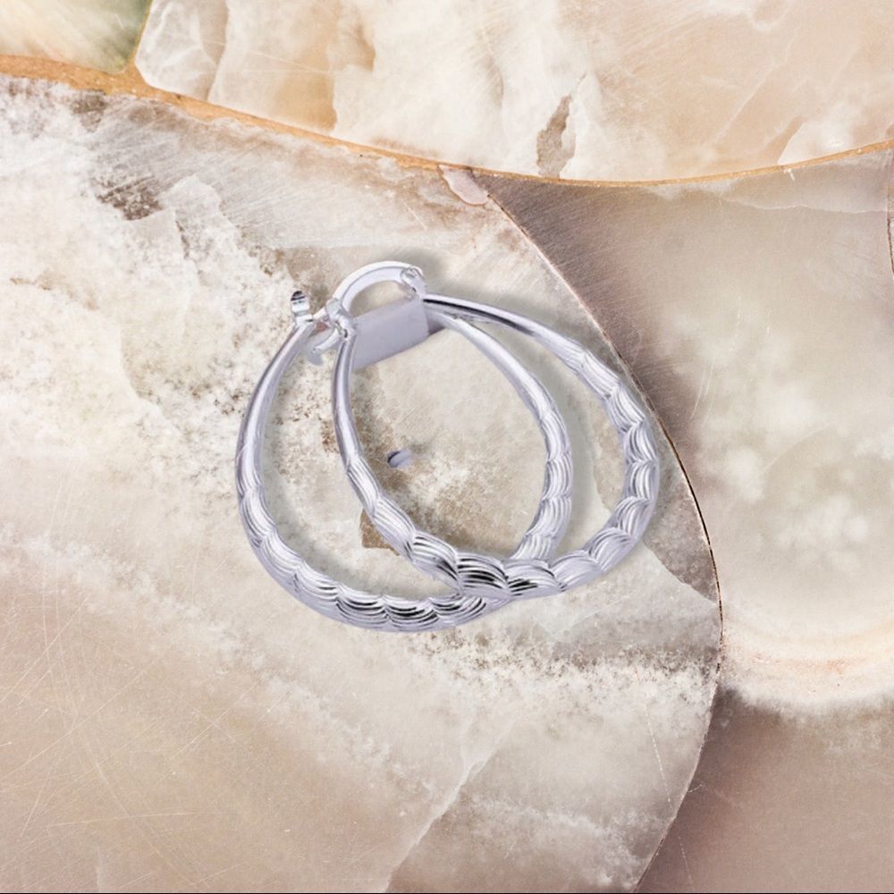 Oval Hoop Sterling Silver Earrings